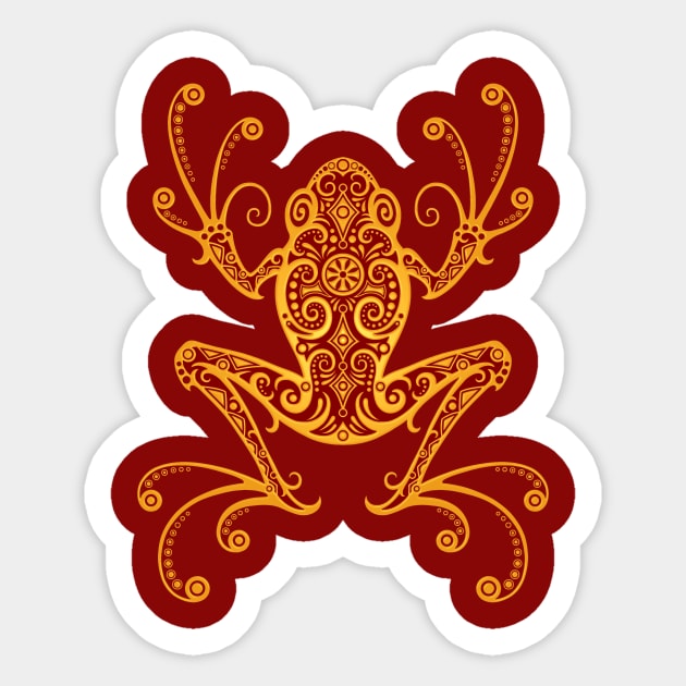 Intricate Red and Yellow Tree Frog Sticker by jeffbartels